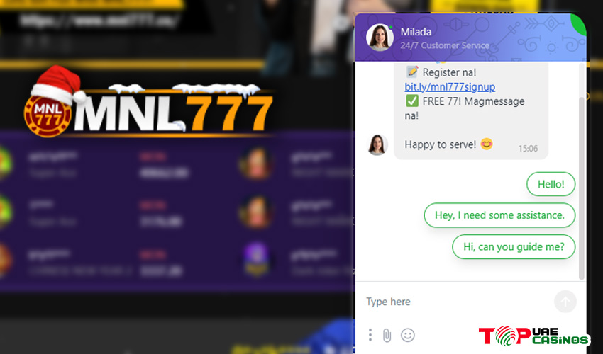 Customer support MNL777 Casino 