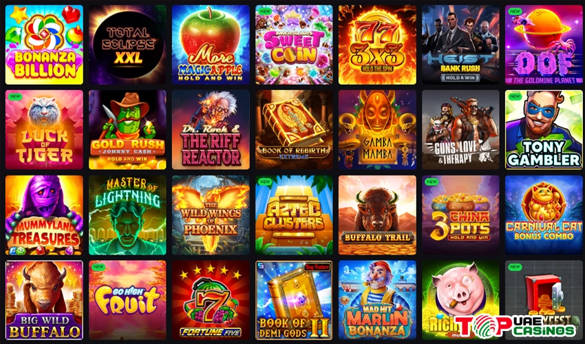 Games variety at rooster bet casino 