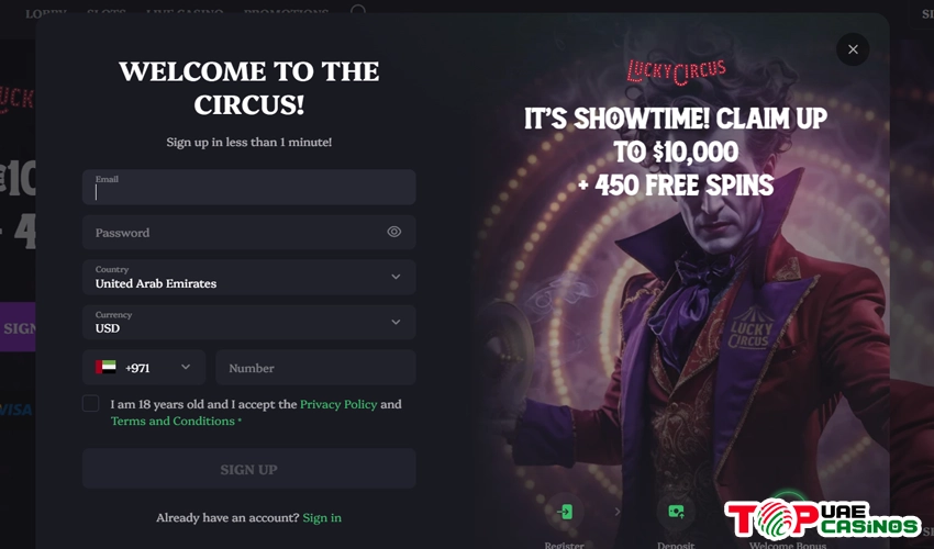 Steps to Sign Up at Lucky Circus Casino